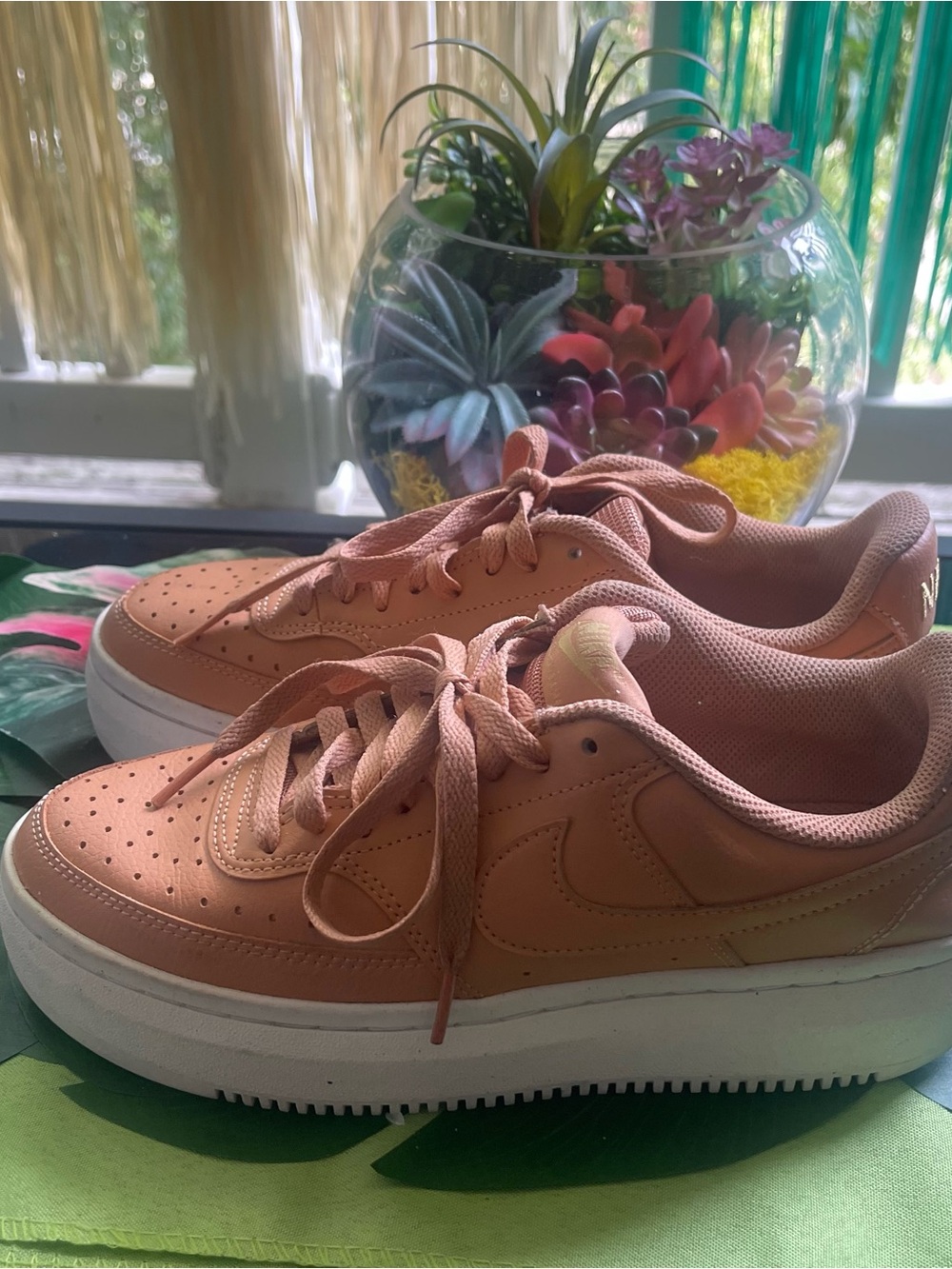 Nike Women’s Peach/Blush Low-Top Platform Sneakers
